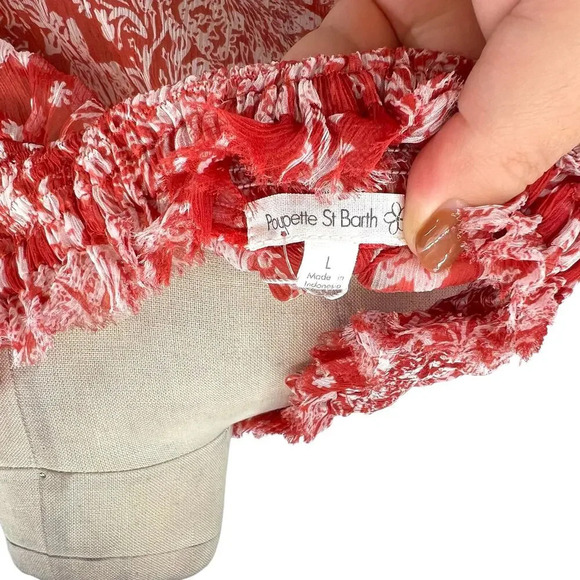 Poupette‎ St. Barth Sylvia Off Shoulder Smocked Waist Mini Dress Pink Size Large - Picture 10 of 13